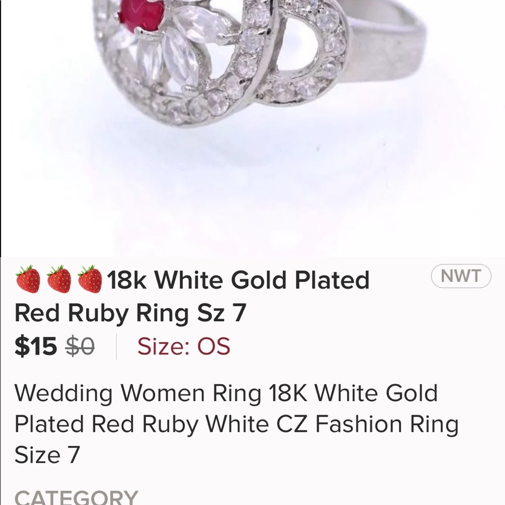 Silver Plated Red Ruby Fashion Ring - Picture 6 of 6